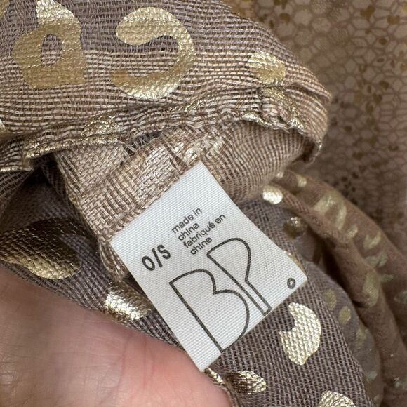 BP. Nordstrom Gold Foil Cheetah Print Infinity Tan Brown Scarf NWOT - Picture 3 of 4